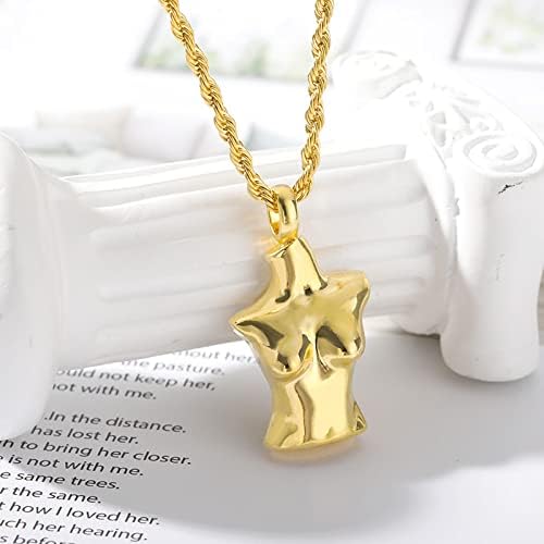 QIAMNI Minority Abstract Women's Body Stainless Steel Silver Gold Pendant Necklace for Women Men Artistic Premium Clavicle Chain Charm Personality Gift - Image 3