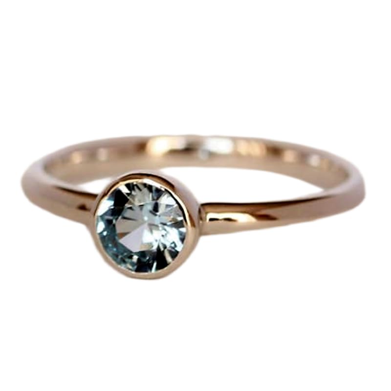 Bague aigue-marine naturelle en argent 925 avec fins diamants scintillants