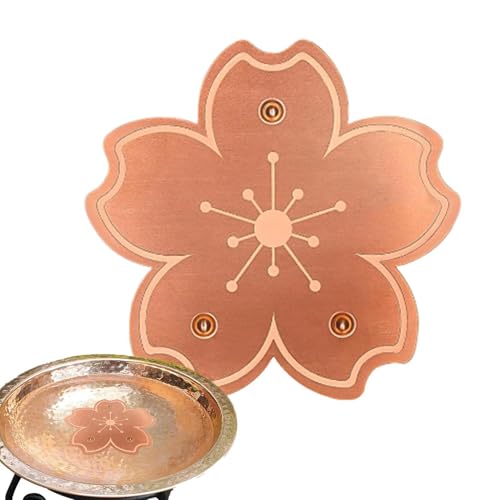 Disque cuivre bain d'oiseaux à fleurs | Disque purification bains oiseaux | Nettoyant physique naturel bain d'oiseau avec support à trois points | Disques cuivre prévention algues pour bains d'oiseau