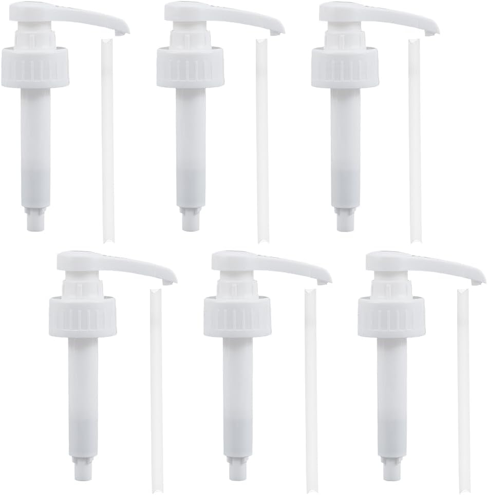 WEBEEDY 6 Sets Resin Gallon Pump Dispenser 10CC with 14.8cm/6.6 Inch Tubes Heavy Duty Replacement Pump Dispensers for Gallons & Jugs Leak Proof for Shampoo,Condiments,Commercial and Household Use