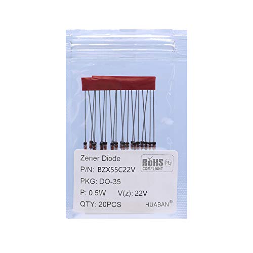 Image of 20PCS 1/2W BZX55C22V Silicon Planar Power Zener Diodes DO-35 Axial Diode 0.5W 22V