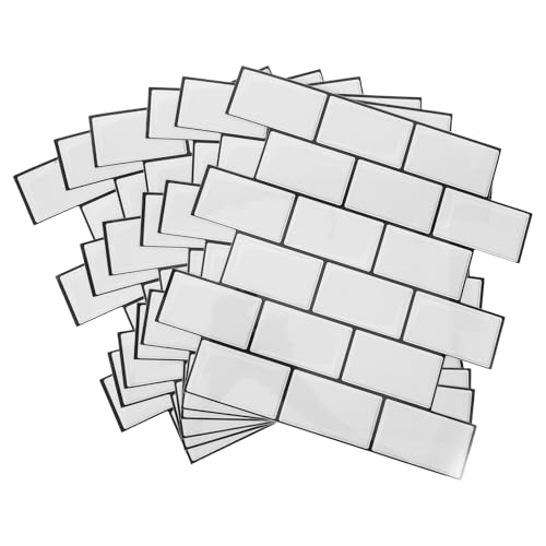 HOLIDYOYO Pannelli Paraschizzi Adesivi da Cucina in PVC 3D Effetto Pietra e Piastrelle della Metropolitana Set da 6 Pezzi Staccabili e Resistenti All’Acqua per Pareti di Cucina Bagno e