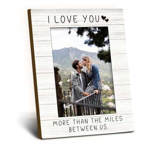Foyoulame Long Distance Relationship Gifts Picture Frame 4x6, Couples Wooden Picture Frame, Long Distance Gifts for Him Her, I Love You More Decorative Couple Photo Frames for Table Desk Decor
