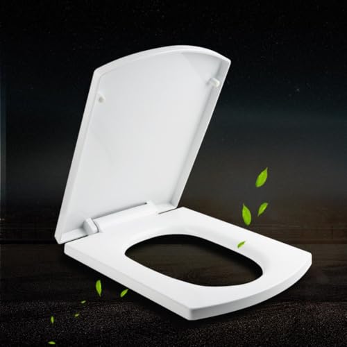 Desiumite Asiento de inodoro cuadrado de repuesto con tapa de cierre suave de plástico PP grueso y diseño de caída lenta para inodoros de baño (Square365#)