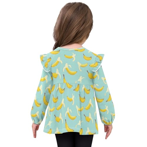 Delicious Banana Girls Shirts Cotton Long Sleeve Ruffle Toddler Tee Tops4