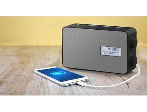 Panasonic RF-D30BTEG-K DAB+ FM-Radio, Bluetooth, IPX4, Küchentimer, Aufladen des Smartphones über USB, Batterie- & Netzbetrieb, Schwarz