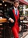 Wangyue Mens Suit Slim Fit 3 Piece Red Tuxedo for Men Wedding 3 Piece Double Breasted Prom Tuxedo Red Elegant Business Formal Dinner Party Suit Son Father's Day XS