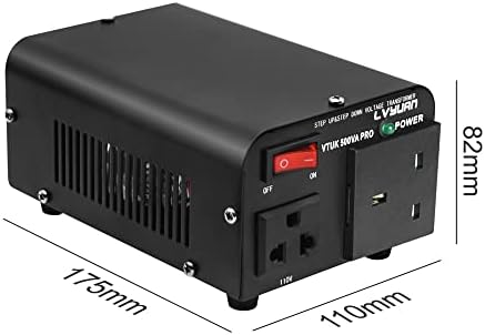 Cantonape 500W Voltage Transformer, 220/240 Volts to 110/120V Step Up Step Down Voltage Converter, UK to US & US to UK