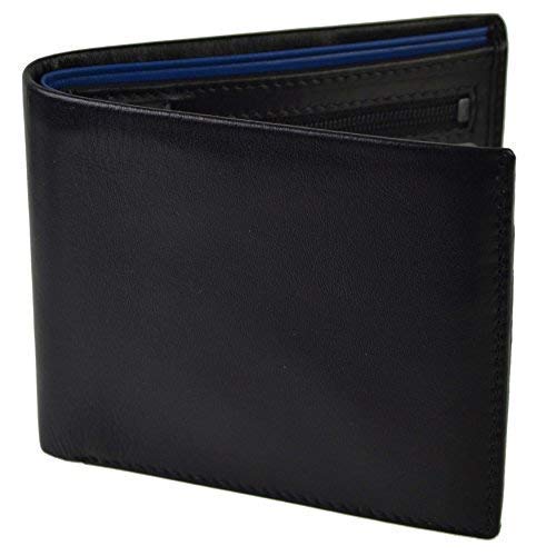 Preisvergleich Produktbild Herren Leder stylisch doppelt gefaltete Geldbörse von Visconti ; Parma Sammlung Geschenkbox Paisley - Black Colbalt