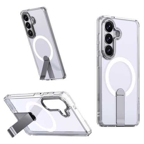 Cubix Back Cover for Samsung Galaxy S26 Plus Case Transparent Kickstand Design with Strong Magnet Wireless Charging Support Military Drop Protection Slim TPU + Acrylic Clear Back