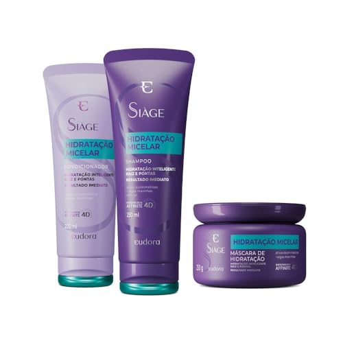 Eudora Kit Siàge Hidratação Micelar: Shampoo 250ml + Condicionador 200ml + Máscara Capilar... Eudora Kit Siàge Hidratação Micelar: Shampoo 250ml + Condicionador 200ml + Máscara Capilar...