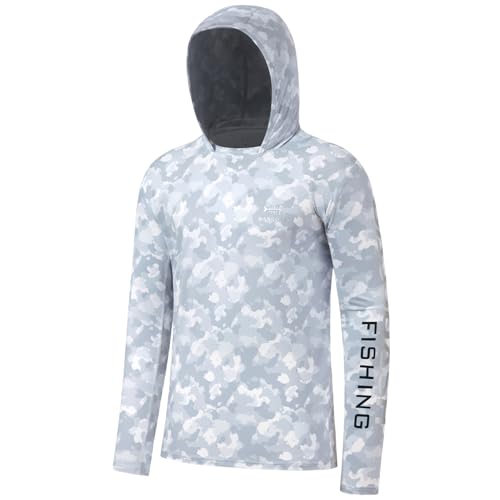 BASSDASH Men’s UPF 50+ Performance Camo Hoodie Shirt Quick Dry Long Sleeve Outdoor Fishing Hiking Hooded Shirts FS50M