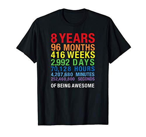 8th Birthday Tee, Eight Years of Being Awesome T-Shirt