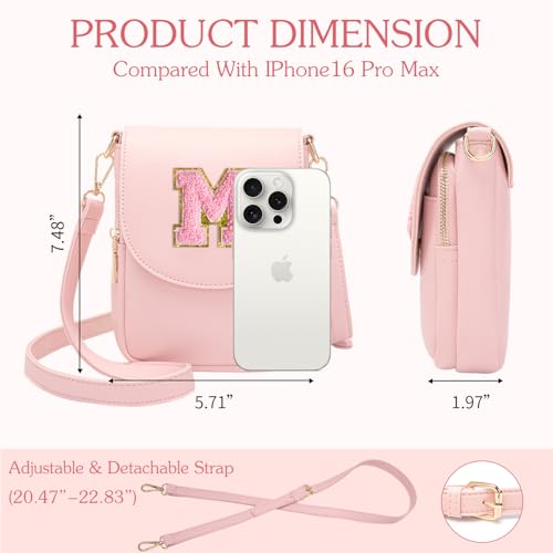 Image of Viverte Crossbody Purse for Teen Girls Small Initial Cell Phone Toddler Purse Leather Triple Compartment Crossbody Bags