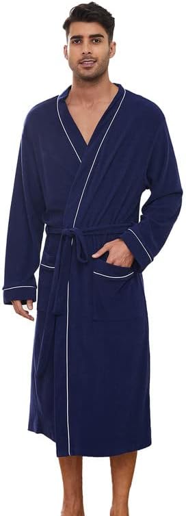 U2SKIIN Mens Terry Cloth Bathrobe, 100% Cotton Soft Robe for Men, Long Spa Skin-friendly Mens Robe