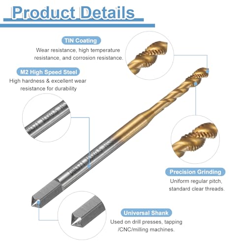 QUARKZMAN Metrisch Gewindeschneider M3 x 0,5 Gewindebohrer HSS6542 Hochwertiger Titannitrid-Beschichtung Maschinengewindebohrer - 1 Stück
