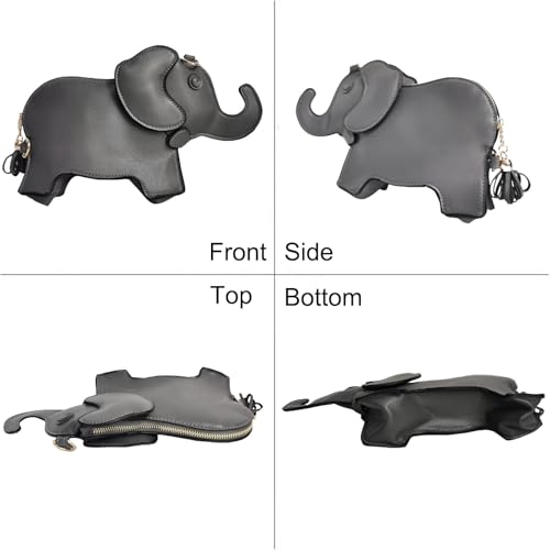 Image of Women PU Leather Unique Novelty 3D Elephant Shaped Handbag Purse Crossbody Shoulder Bag
