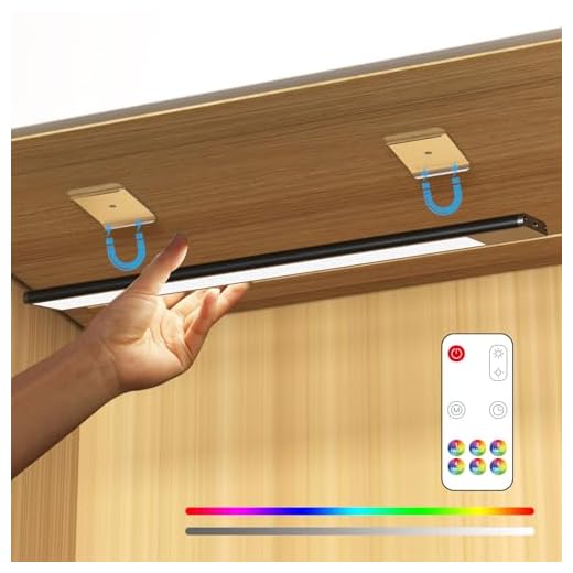 Under Cabinet Lights,LED Closet RGB Light with Color Changing Rechargeable Battery Operated Under Counter Lighting with Remote Control for Kitchen, Bedroom, TV Back