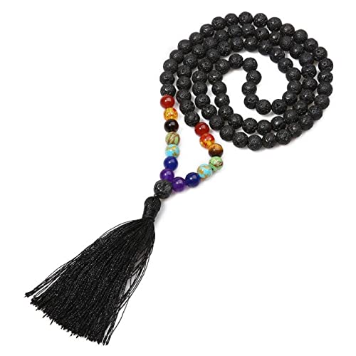 Collier pierre volcanique naturelle fine sélection de perles 6mm et 8mm