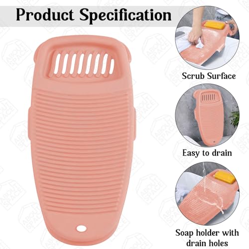 Image of ABOUT SPACE Cloth Washing Board - Non-Slip Handwash Board for Clothes - Cloth Washboard for Infant /Kid Clothes Shirts Hand Towels Undergarment Wash for Home - (Peach - L 43 x B 21 x H 7 cm)