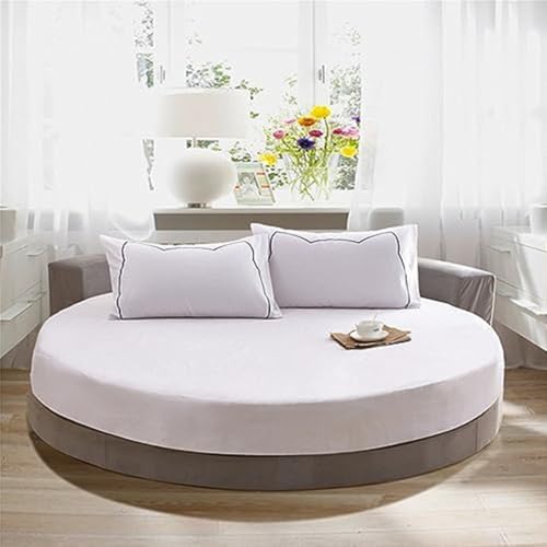 FANSU Runde Spannbettlaken, Weiche Baumwolle Spannbetttuch Atmungsaktiv Boxspringbett Einfarbig Matratzenschoner für Hotel Wasserbett Matratze