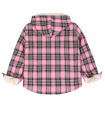 ZENTHACE Boys Sherpa Fleece Lined Flannel Plaid Button Down Shirt Jacket,Hooded Flannel Shirt with Hand Pockets2