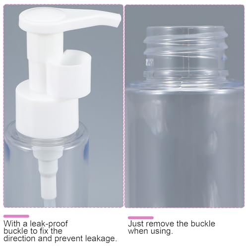 Empty Pump Bottles 4 PCS TSA Approved Travel Plastic Bottles 3.4oz/100ml Small Travel Size Pump Bottle Dispensers Leak Proof for Facial Cleansing Oil Shower Gel Refillable Shampoo & Conditioner3