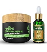 Herbishh Argan Oil & Hair Mask Combo For Deep Conditioning Treatment – Argan Oil for Hair Repair ...