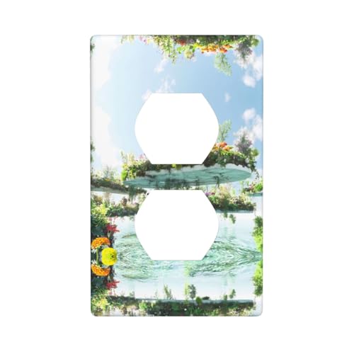 Plaque murale décorative duplex - Prise électrique - Interrupteur de qualité supérieure - Pour décoration d'intérieur - 11,4 x 7 cm - Image paysage suspendu