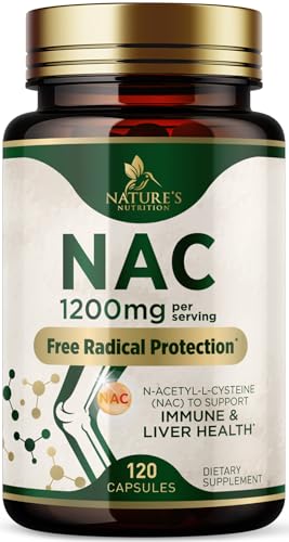 NAC Supplement - 1200mg Per Serving N-Acetyl-L-Cysteine - Free-Form NAC is a Powerful Antioxidant for Daily Immune Liver & Respiratory Support - Vegan Gluten Free Bottled in USA - 120 Capsules