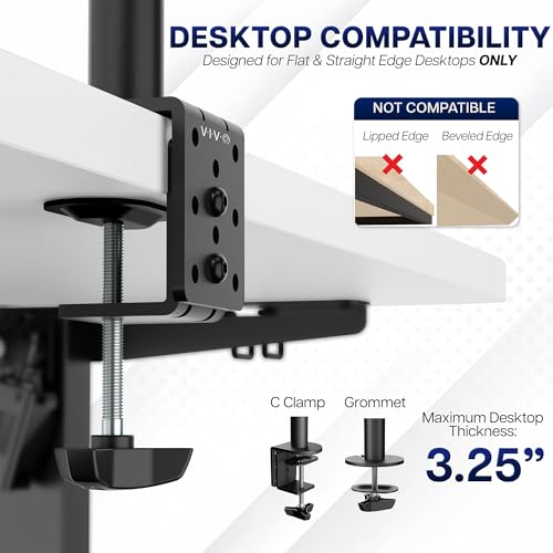 VIVO Dual LCD Monitor Desk Mount Stand Heavy Duty Fully Adjustable fits 2 /Two Screens up to 27" (STAND-V002)