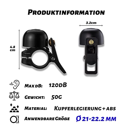 Fahrradklingel Arkim Retro Mini 120dB für verschiedene Fahrradtypen