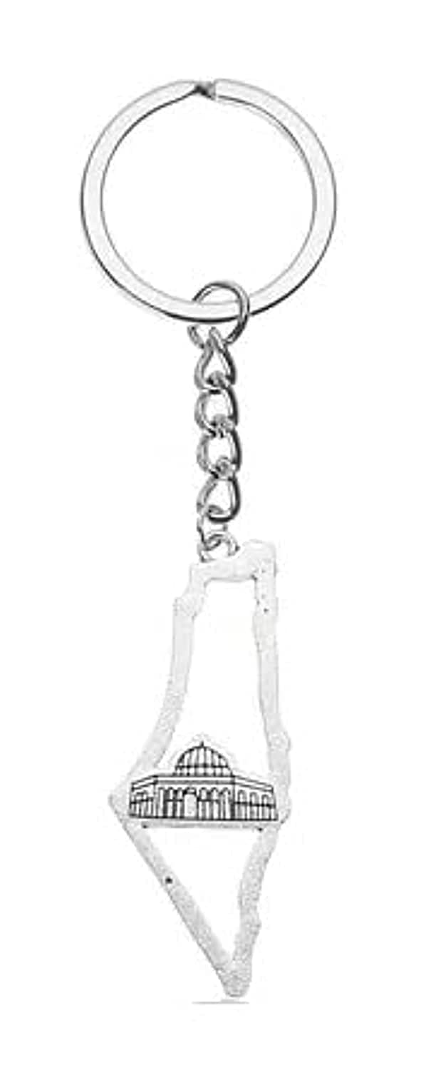 Ancient Silver Palestine Map Flag Chain Keychain for Women Men Middle East Jewelry Key Chains