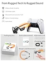 Knochenschall Kopfhörer Bluetooth 6.0 mit LED-Sicherheitslicht, Open Ear Sportkopfhörer Bluetooth mit Mikrofon, IP7 wasserdicht, 10Std Sportkopfhörer für Fitness/Radfahren/Laufen, Schwarz-Orange – Ansicht 9
