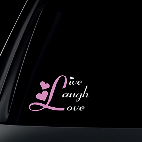 Live Laugh Love Car Decal / Sticker - White & Light Pink