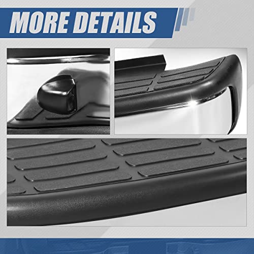 Rear Bumper Step Pad Cover Protector With License Plate Lights And Mounting Brackets Compatible With Silverado Sierra 2500Hd 3500 2001-2007, Polished Chrome #TOP5