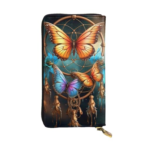 Portefeuille pour femme cuir grande capacité avec motif papillon et porte-cartes de voyage