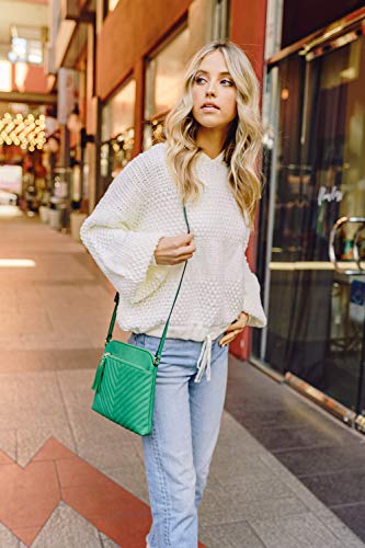 Image of FashionPuzzle Chevron Quilted Medium Crossbody Bag with Tassel Accent