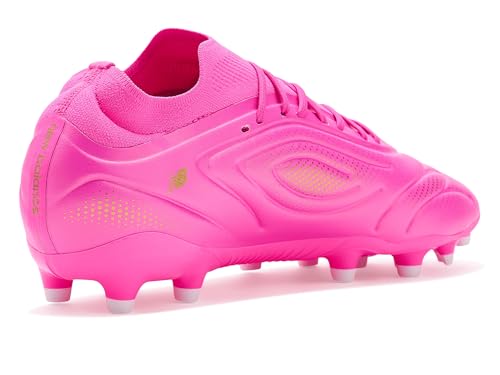 New Balance Unisex-Adult Tekela Women's Team Low MG V5 Soccer Shoe, Pink Heat/Metallic Gold, Men 6.5 / Women 8