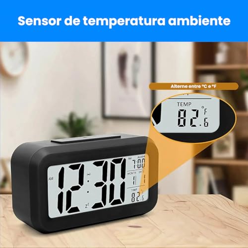 Relogio Digital De Mesa Despertador Cabeceira Criado Mudo Display LED 12/24H Para Casa Quarto Escrit