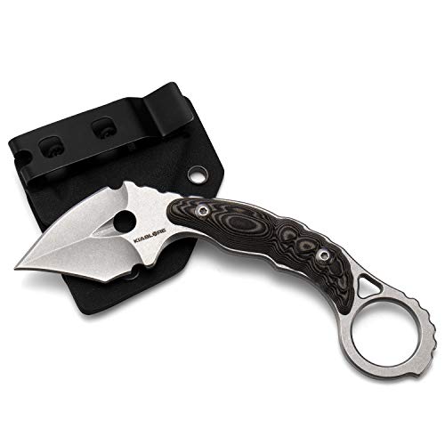 Kiaslore Fixed Blade Knife Tactical Survival Knives Camping Rescue Pocket Knifes Karambit Claw Knife Outdoor Edc Tool G10 Handle W/Kydex Sheath (White / W Snake Pattern Handle) #TOP5