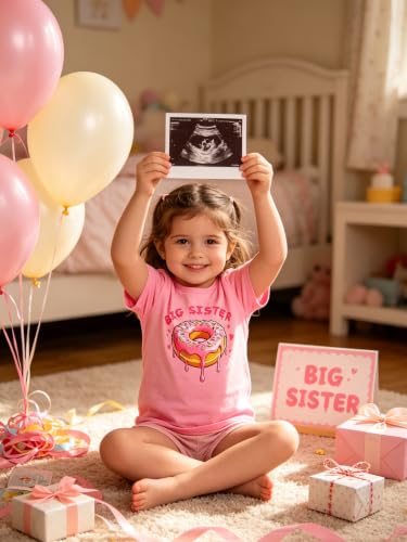 Image of Funnycokid Big Sister Shirts for Girls Pregnancy Announcement Toddler Promoted to T-Shirt 1-7 Years