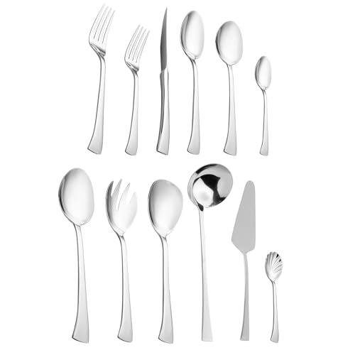 WOLFF - Faqueiro 54 Peças Berna Aço Inox - Serve 8 Pessos Incluindo Utensílios para Servir