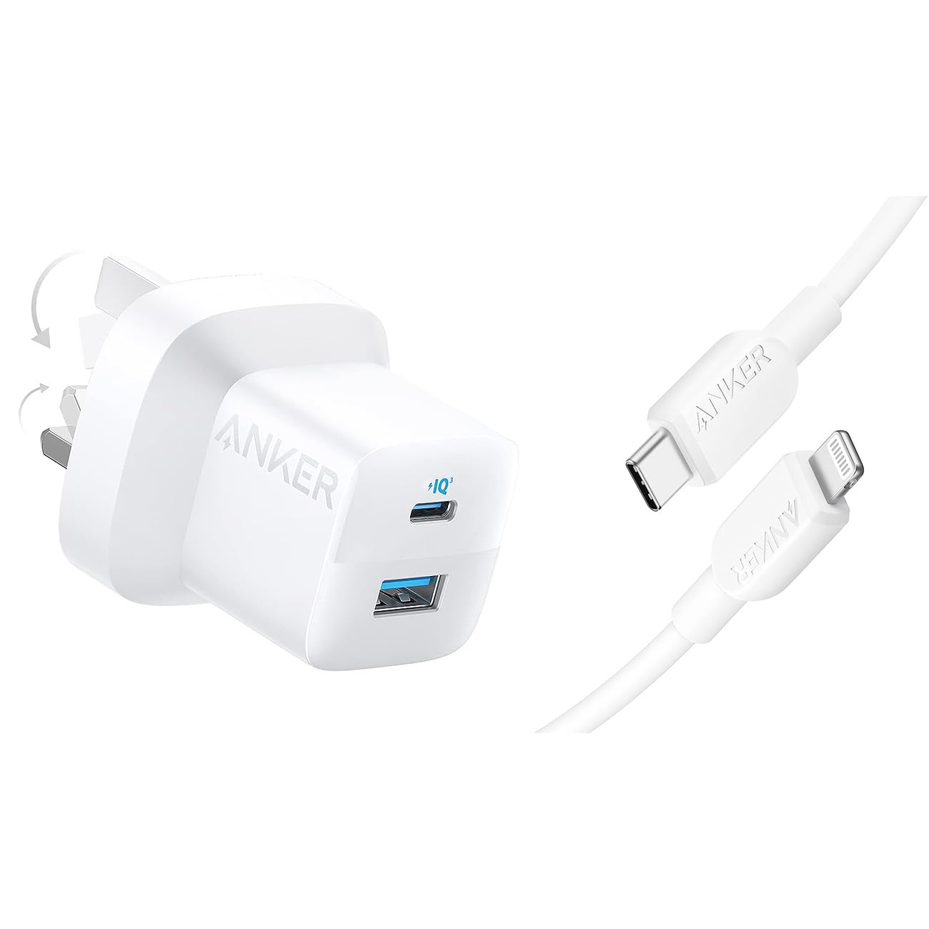 323 Charger with 33W USB C to Lightning Cable 1m - White