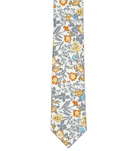 Image of BELLUNO Men's Cotton Floral Skinny Tie, 2.5 inch Width, with Gift Box