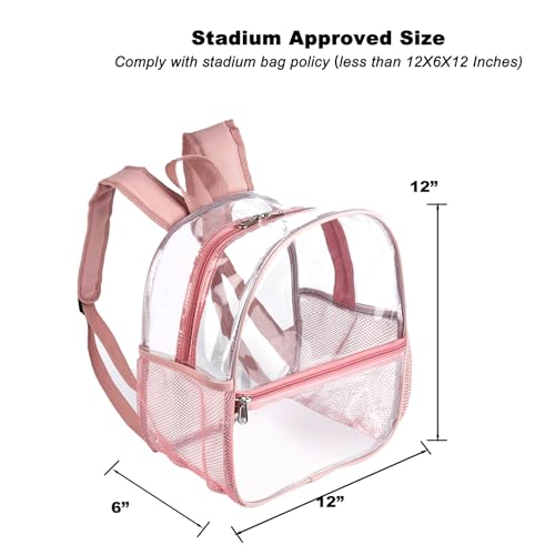Image of Fomaris Clear Backpack Stadium Approved 12x6x12 - Clear Bag with Reinforced Straps, Durable PVC for Stadium Events, Sports, Festivals, Concerts, Games, Women - Rose Gold