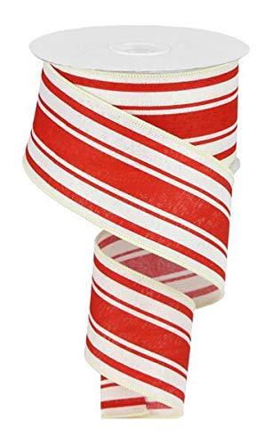 Farmhouse Stripe on Canvas Wired Edge Ribbon - 2.5