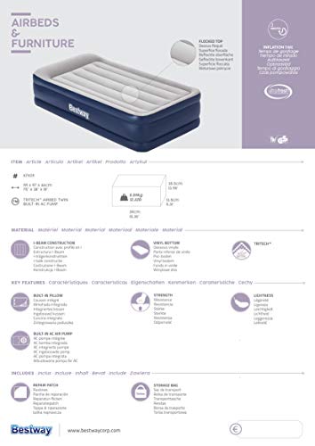 Foto von Bestway Tritech™ Luftbett, Vento, 191 x 97 x 46 cm, Single, mit integrierter Elektropumpe