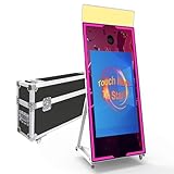 Magic Mirror Photo Booth, 65’’ Mirror Photo Booth, 43’’ Touch Screen, (i5 8+256G) WindowsOS, DSLR Photo Booth, Flight Case, App Control & Remote Control WRGB Light for Wedding Party Events