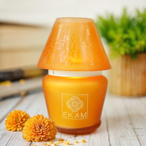 Image of EKAM Scented Frost Glass Lampshade Candle | Temple Bloom Scented Candle | Luxury Fragrances| Ideal for Home Decor, Aromatherapy & Gifting | 22 Hours Burn time |114 g